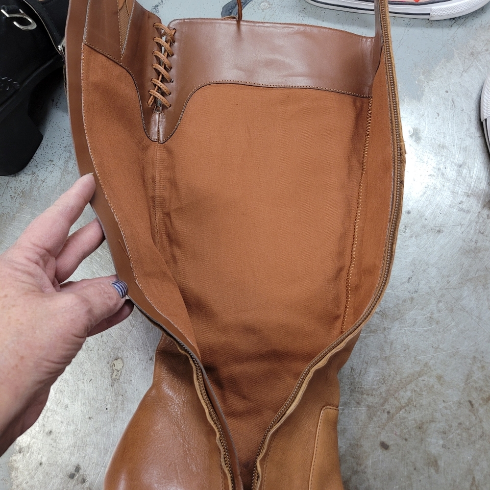LAUREN RALPH LAUREN LAVINIA KNEE-HIGH BOOTS BOHO POLO TAN  SIZE 8.5B - Picture 11 of 13